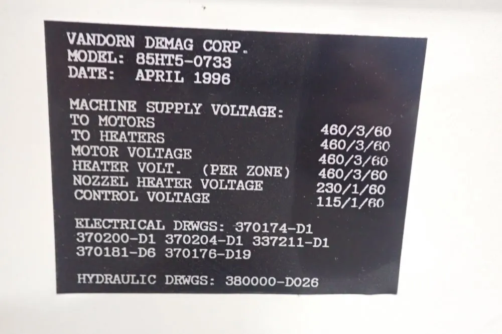 Van Dorn Demag 15hp/11kw Injection Molding Machine - 85ht