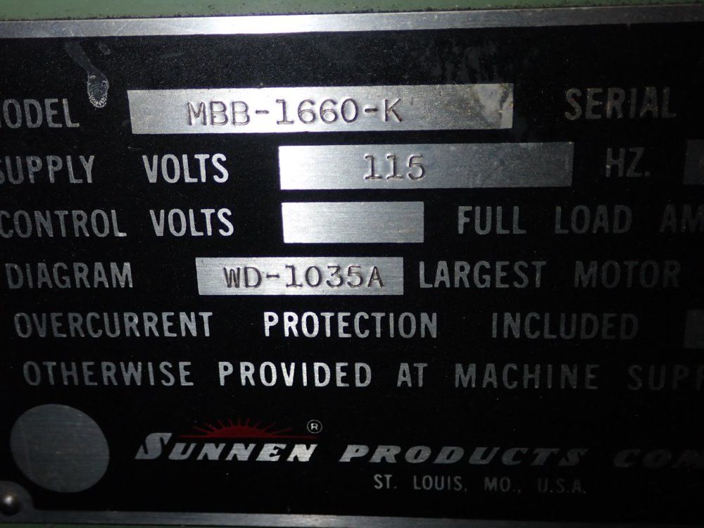 Sunnen Mbb-1660-k Honing Machine - Mbb-1660-k