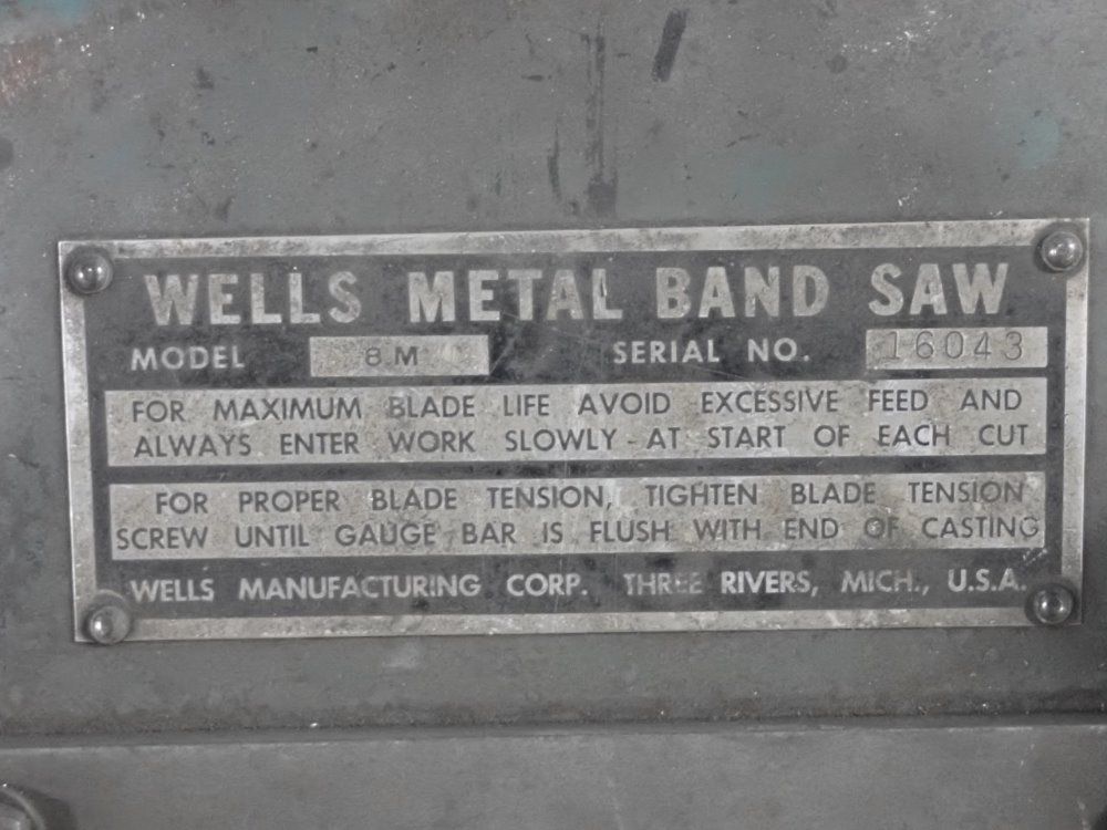 Wells Metal Horizontal Band Saw