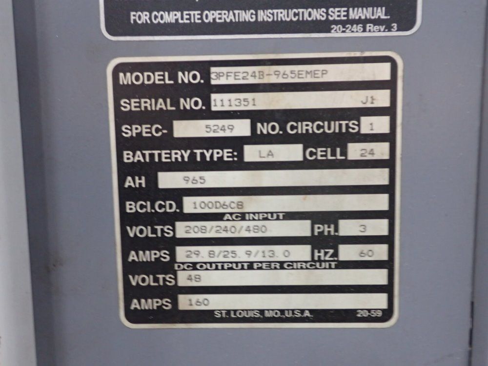 Power Factor 48v/965 Ah Battery Charger - 3pfe24b-965emep