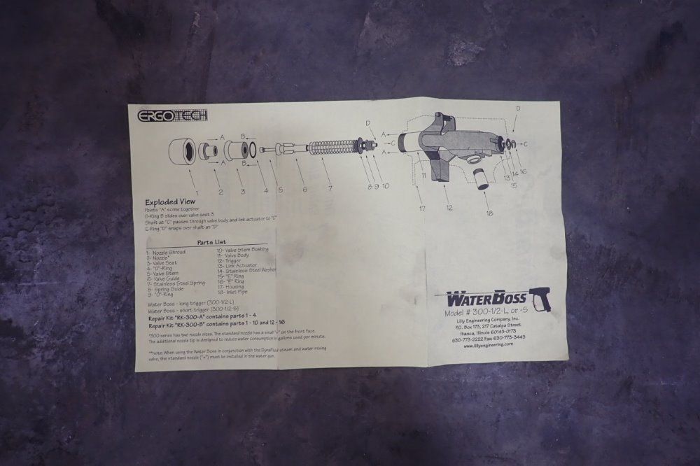 Waterboss 300psi Industrial Washdown Gun - 300-1/2-l