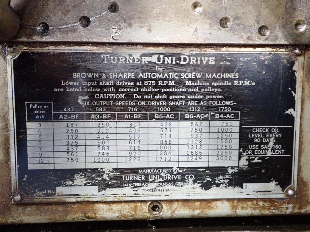 Brown & Sharpe Automatic Screw Machine - No. 2g