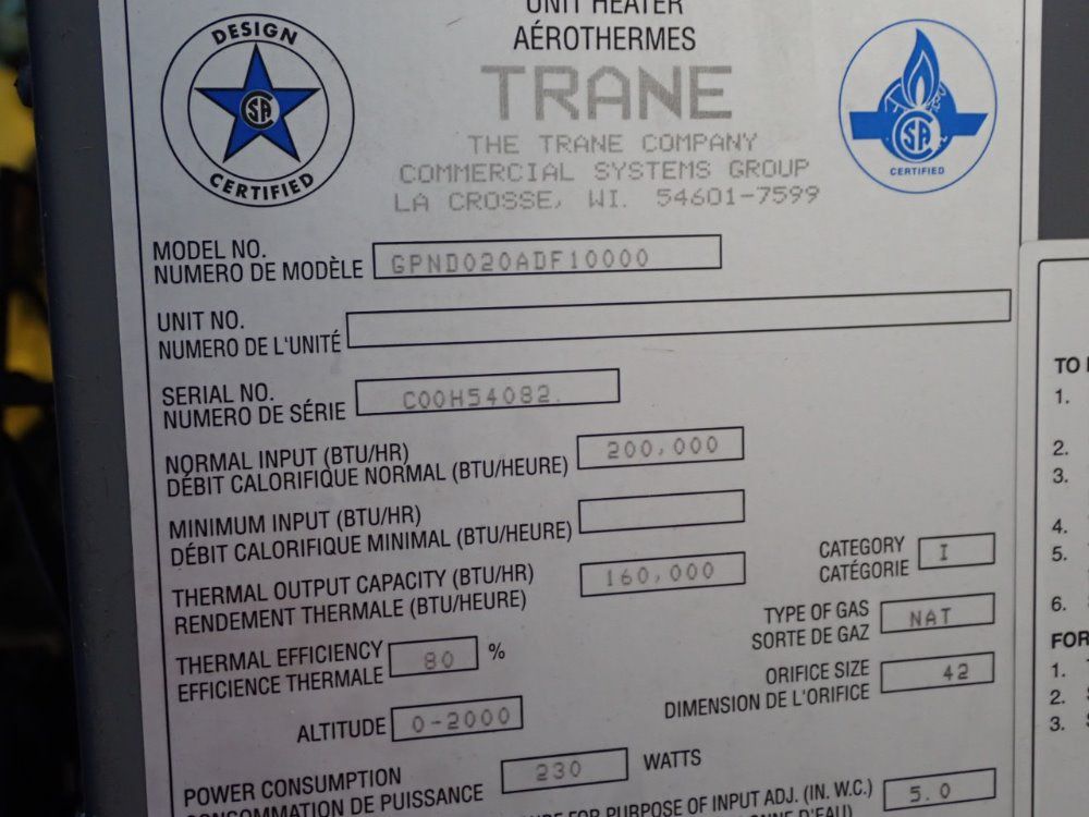 Trane Unit Heater