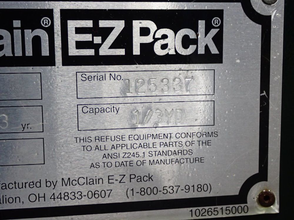 Mcclain E-z Pack 1/3 Yd Mshr Compactor - Mshr