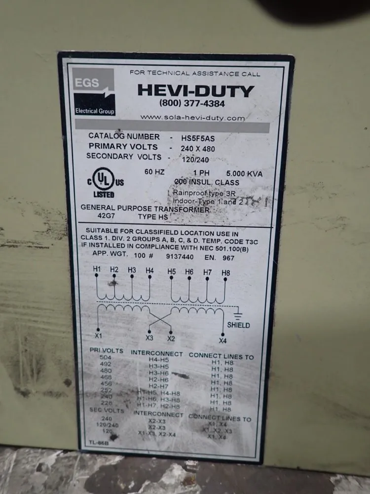 Egs/hevi Duty Transformer