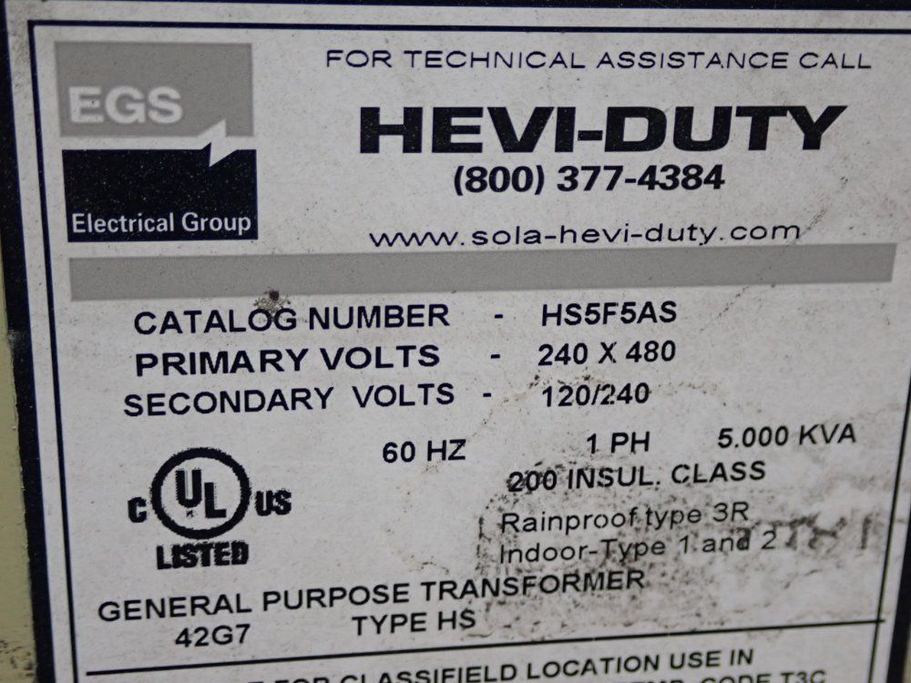 Egs/hevi Duty Transformer