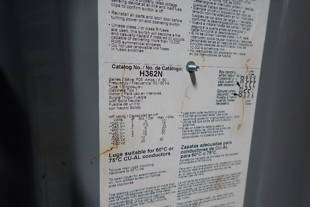 Square D 60 Amps/600v Fusible Disconnects - Hu362
