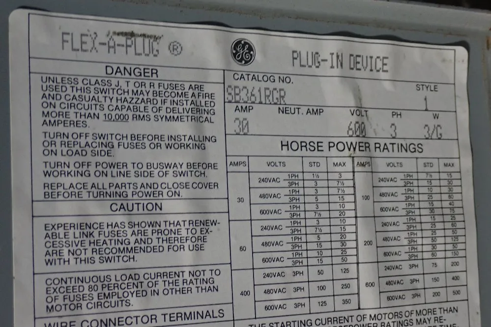 General Electric 30 Amps Bus Plug - Sb361rgr
