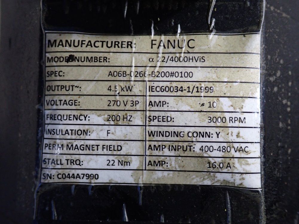 Fanuc 4.5 Kw Servo Motor - A06b-0266-b200#0100