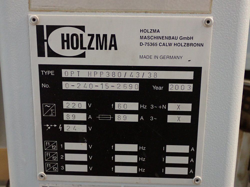 Holzma 150" Cutting Length Panel Saw - Opt Hpp380/43/38