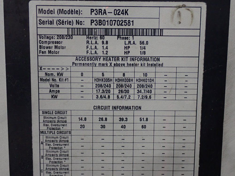 Intertherm Air Conditioner - P3ra-024k