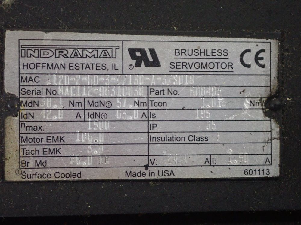 Indramat Permanent Magnet Motor - Mac 1120-2-hd-3-c/130-a-3/s018