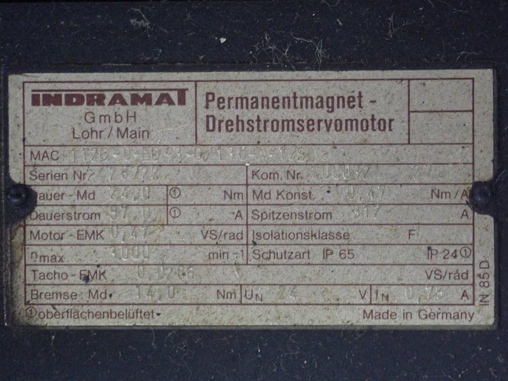 Indramat Permanent Magnet Motor - Mac 112c-0-ed-3-0/130-a-1-s05