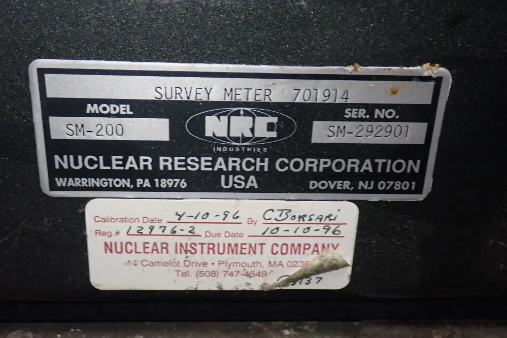 Nrc/nuclear Research Corp Survey Meter - Sm-200