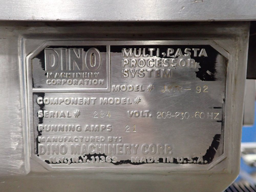 Dino Machinery Corp  Multipasta Processing System