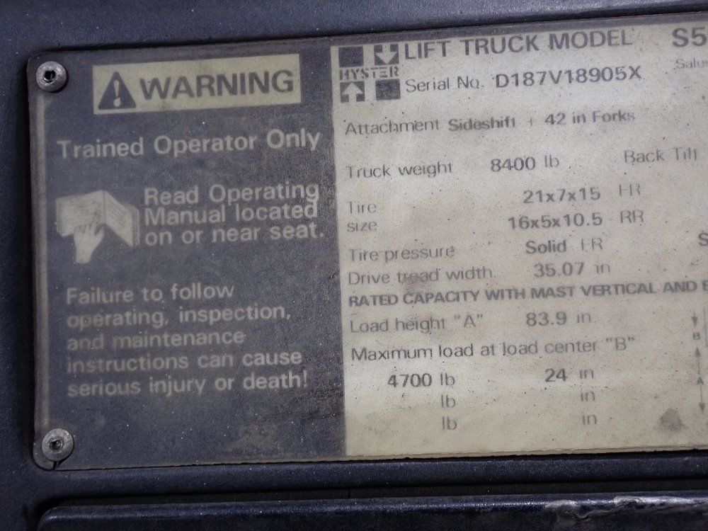 Hyster 4700 Lbs Propane Forklift - S50xm