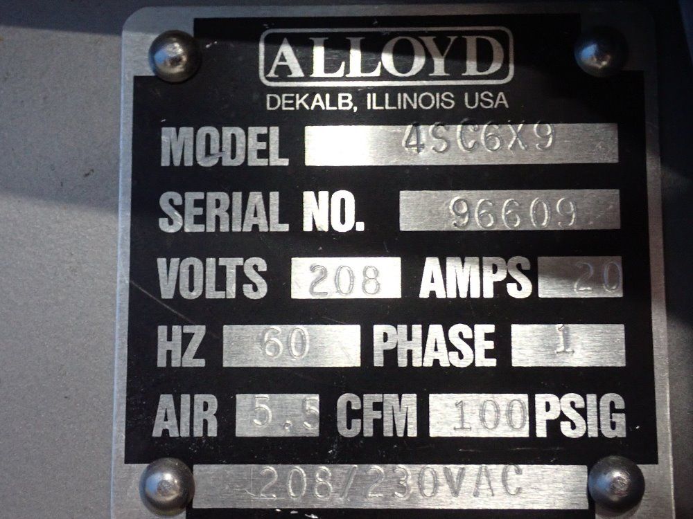 Alloyd 5.5 Cfm Blister Sealing Machine - 4sc6x9