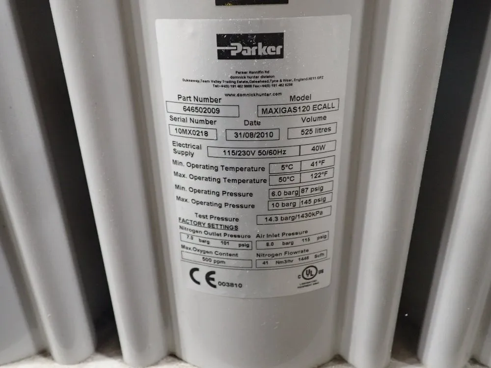 Parker 525l N2 Maxi Gas Nitrogen Generator - Maxigas120 E Call