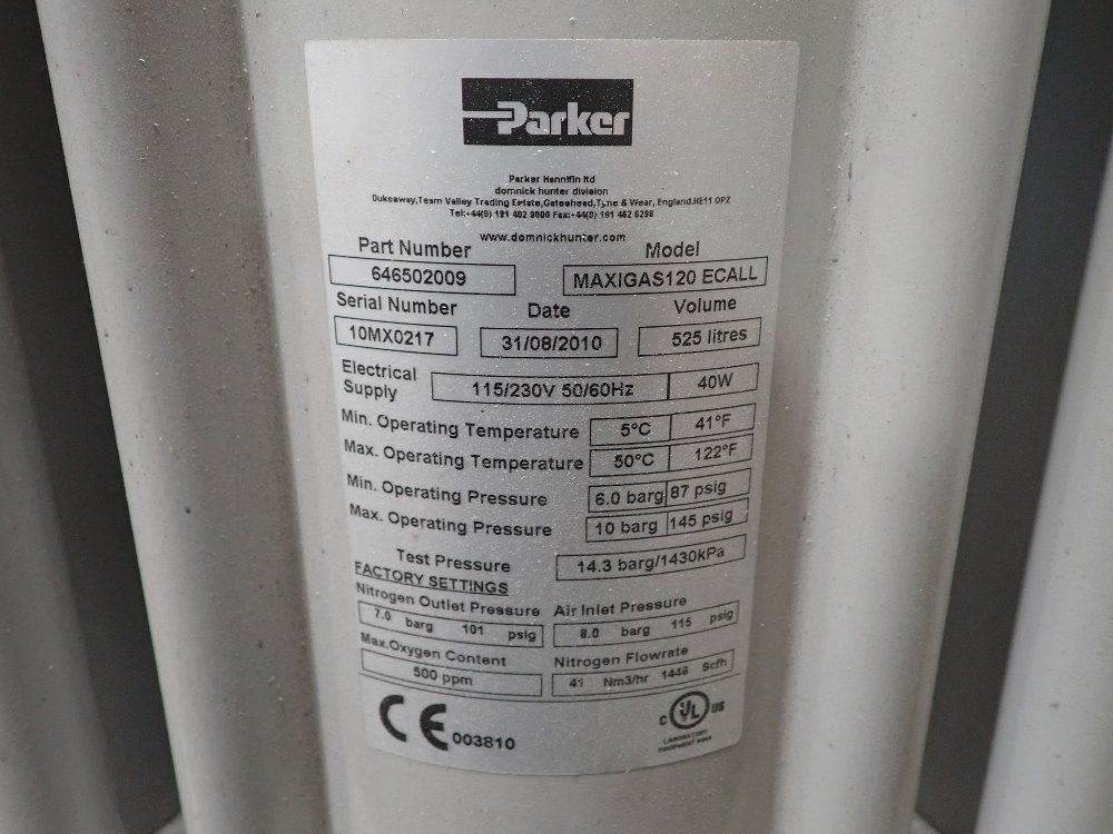 Parker 525l N2 Maxi Gas Nitrogen Generator - Maxigas120 E Call