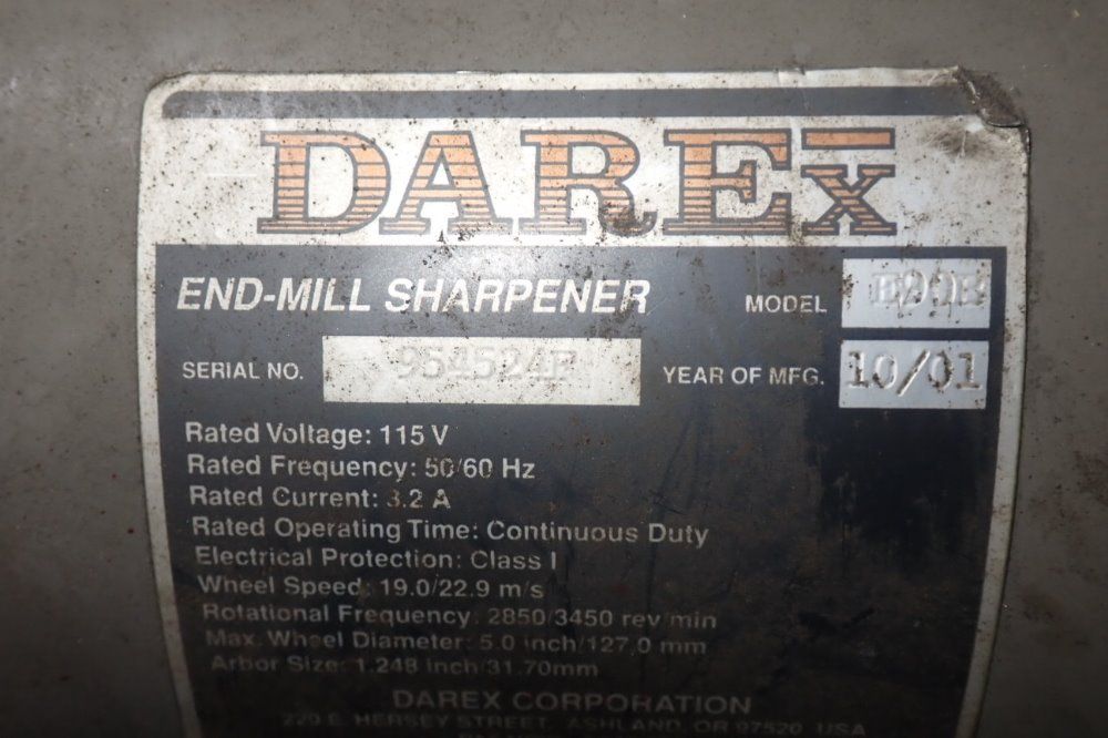 Darex 1 Hp End Mill Sharpener - Mh10-pg5-dl-hanging Cable