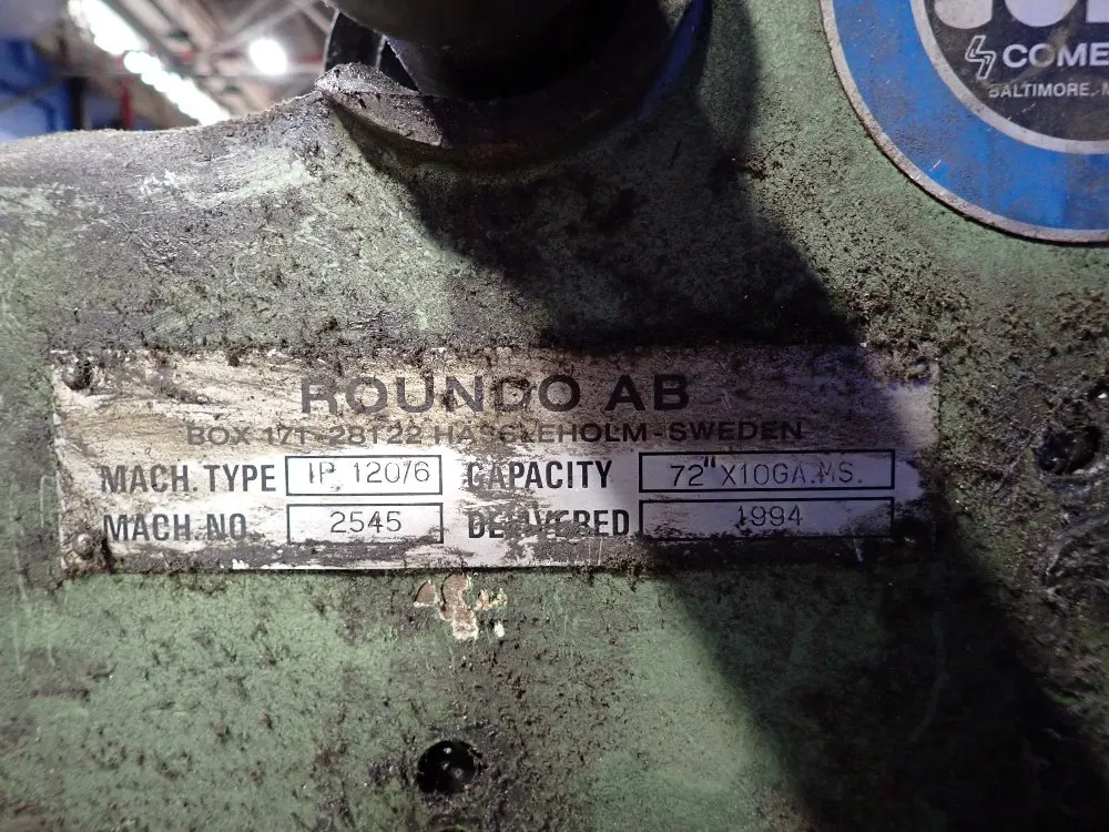 Roundo Ab 72" X 10 Ga Plate Bending Roll - Ip 120/6