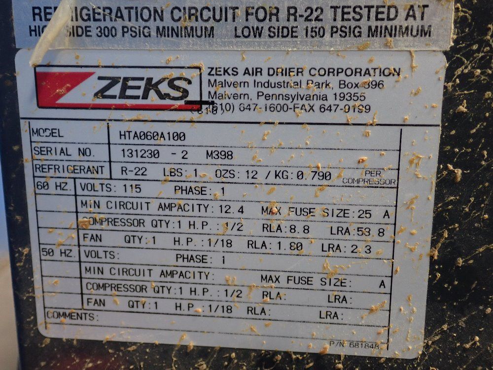 Zeks Air Dryer Corp. 1.5 Hp Air Dryer - Hta060a100