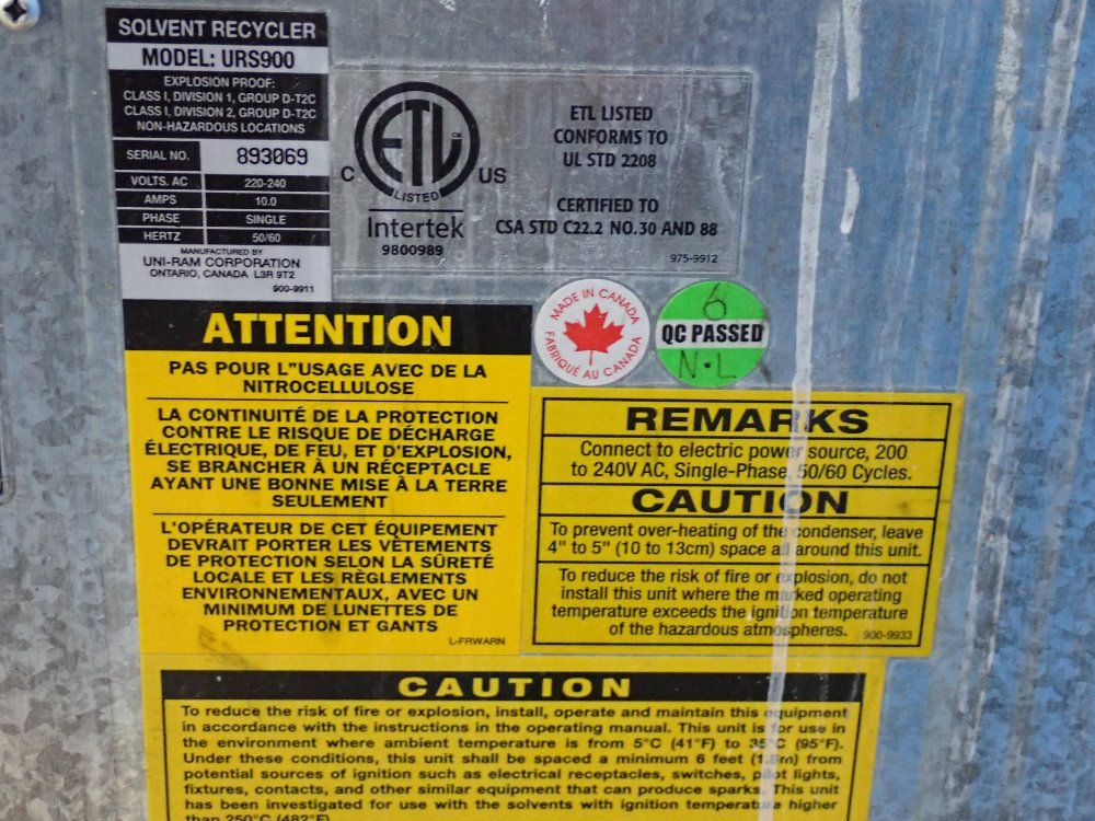 Uni-ram/intertek 220v Solvent Recycler - 893069