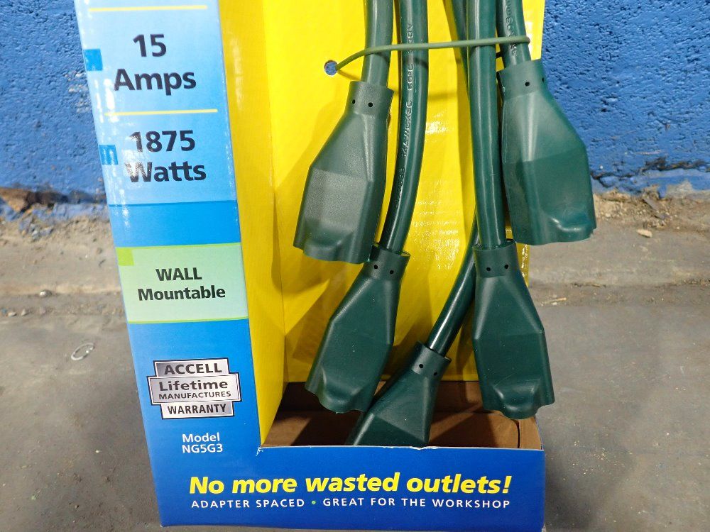 Accell Corp. 5 Transformer Block Compatible Outlets Powersquid Outlet Multiplier - Ng5g3