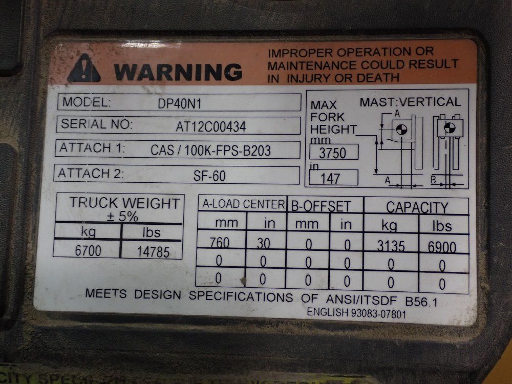 Caterpillar 6900lbs Diesel Forklift - Dp40n1
