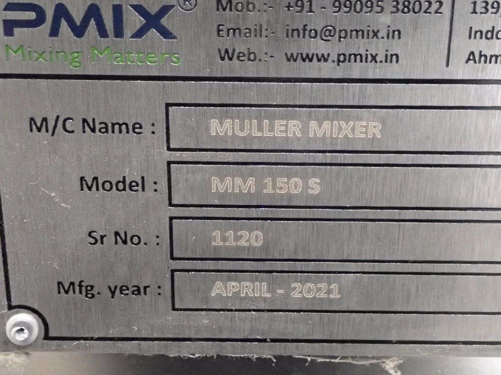 Pledge International 60x60x19 Muller Mixer - Mm 150 S