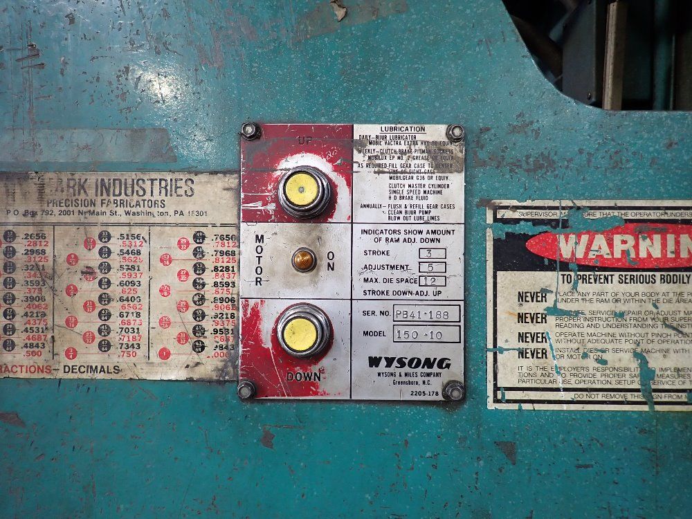 Wysong Press Brake - 150-10