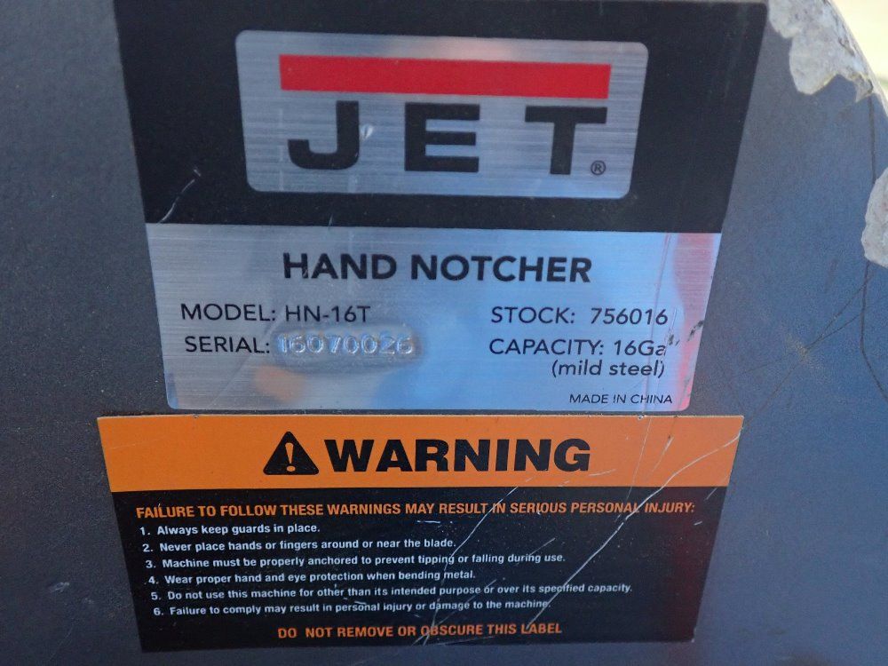 Jet 16 Ga(mild Steel)) Hand Notcher - Hn-16t