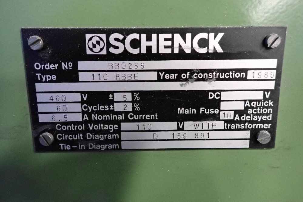 Schenck Balancing Machine - 110 Rbbe