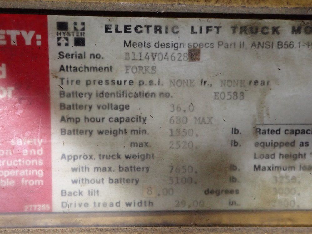 Hyster 3250 Lbs Electric Forklift - E30bs