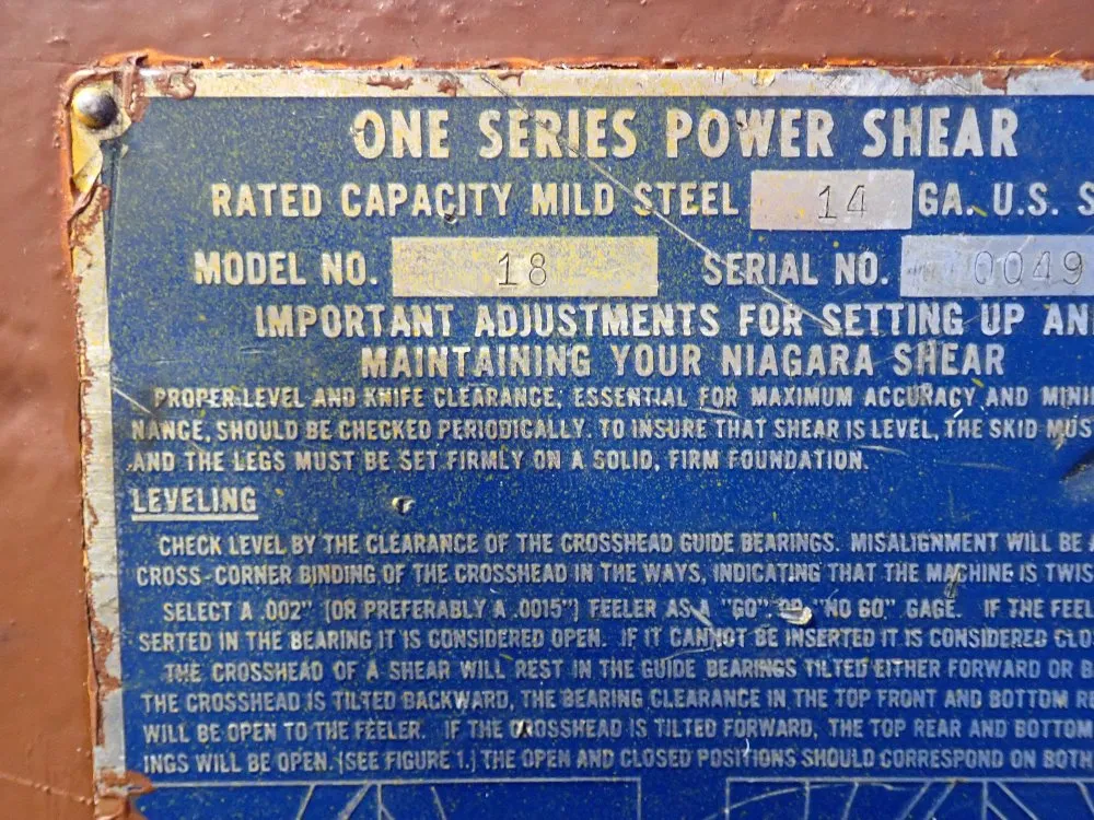 Niagara 14 Ga X 100" Shear - 18