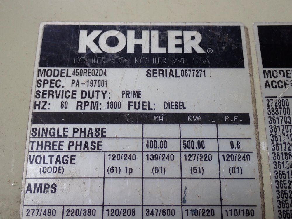 Kohler 400 Kw Generator