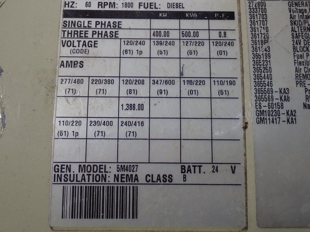 Kohler 400 Kw Generator