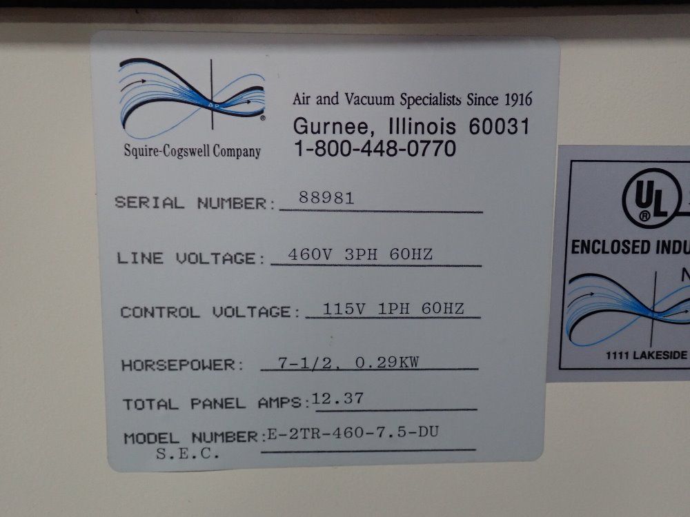 Square Cogswell 7.5 Hp Rotary Vane Pump