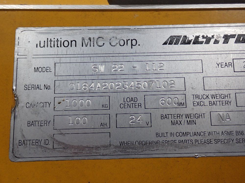 Multiton 2200 Lbs Straddle Lift - Sw22-112