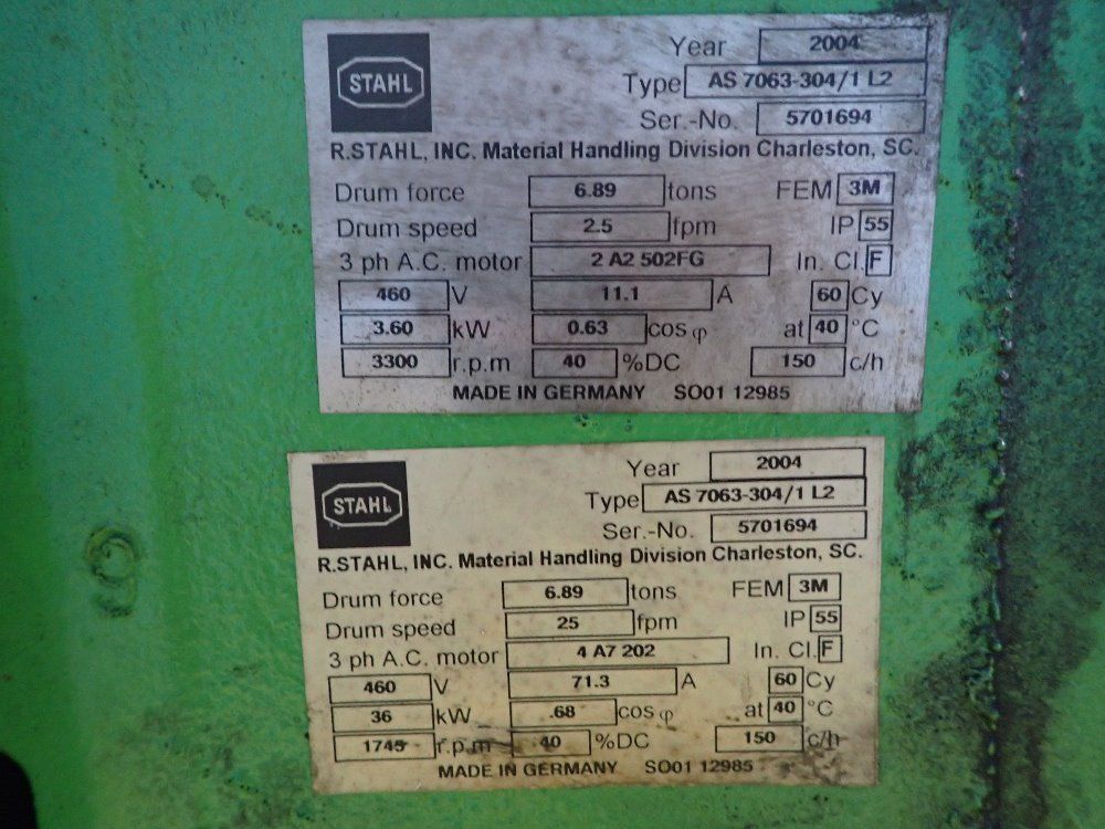 Stahl 27.5 Ton Electric Cable Hoist - As7063-304/l2