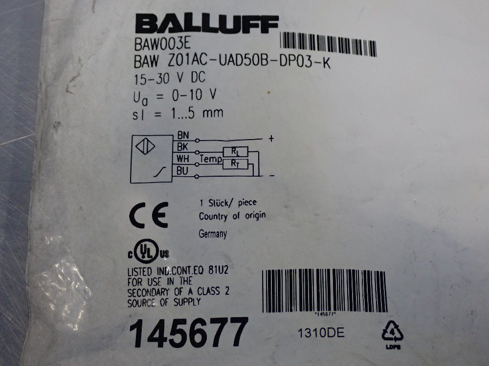 Balluff Inductive Distance Sensor - Baw003e