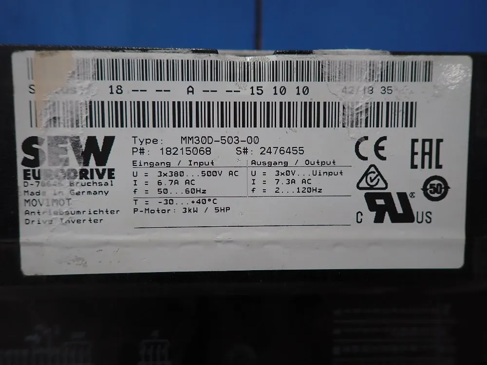 Sew-eurodrive 5hp Ac Motor Controller - Mm30d-503-00