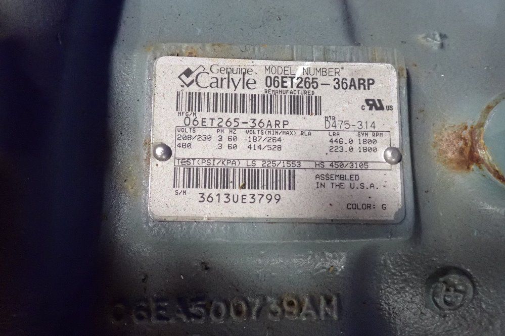 Carlyle High Temp Compressor - 0eet265-36arp