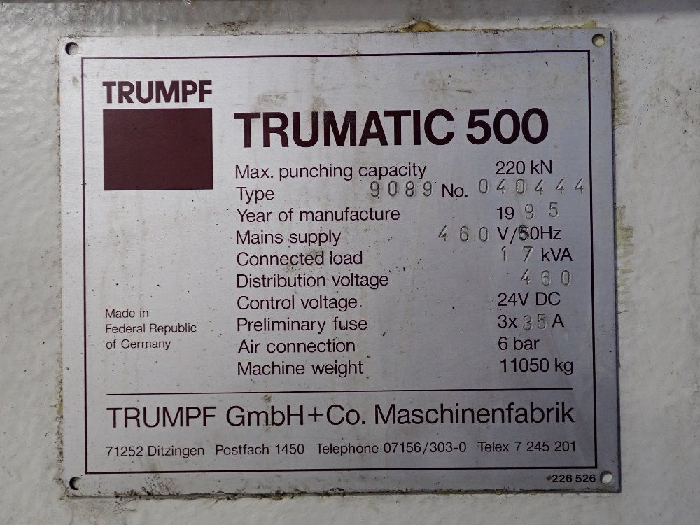 Trumpf Cnc Punching Machine - Trumatic 500