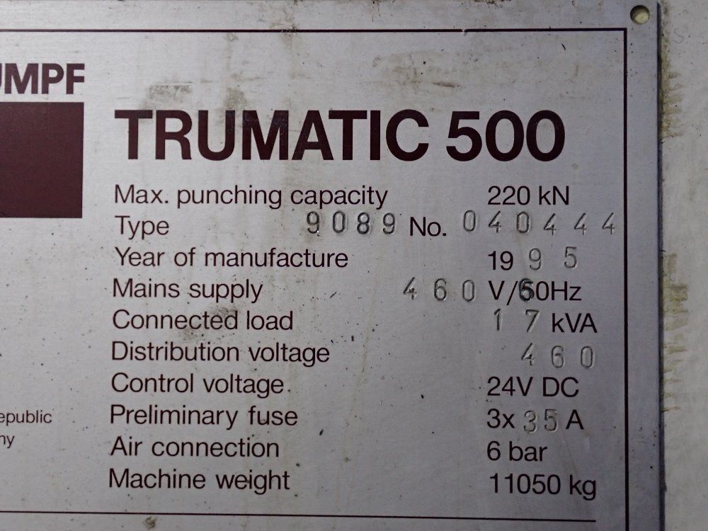 Trumpf Cnc Punching Machine - Trumatic 500