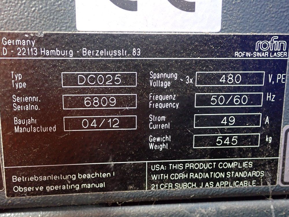 Rofin Laser - Dc 025