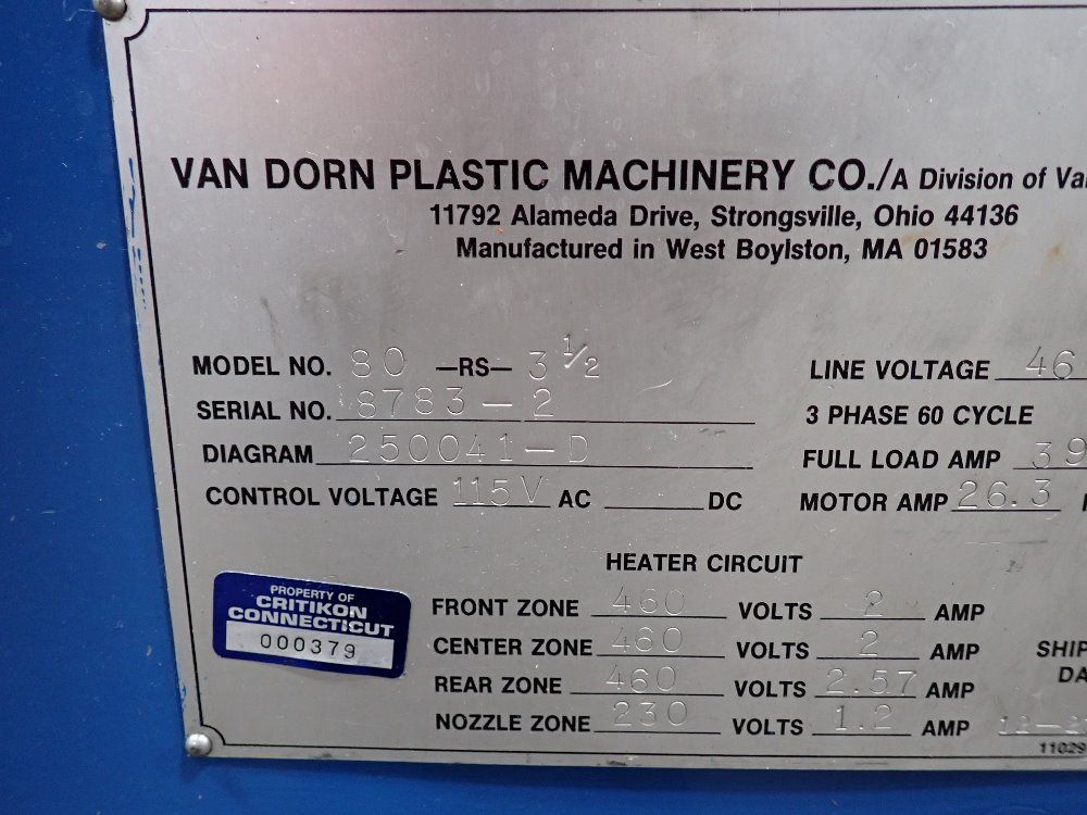 Van Dorn Injection Molder - 80-rs-3 1/2