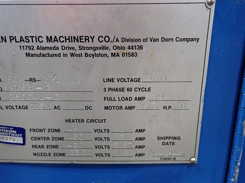 Van Dorn Injection Molder - 80-rs-3 1/2