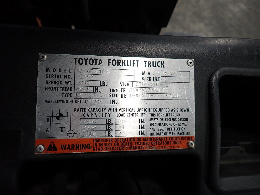 Toyota Toyota 2600 Lbs Propane Forklift