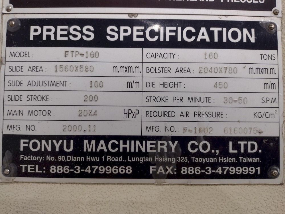 Sutherland 160 Ton 2000 Sutherland Ftp-160 Gap Press - Ftp-160